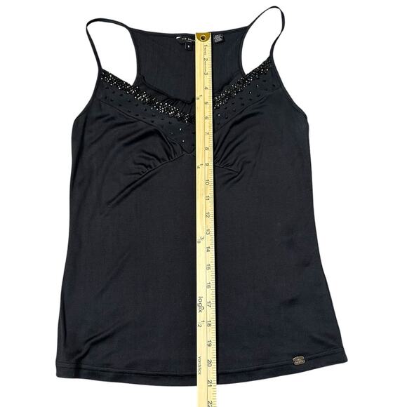 Ted Baker Silk Cami Top Womens Size  8 Black Designer Sequins Rhinestones Sexy - Picture 9 of 10
